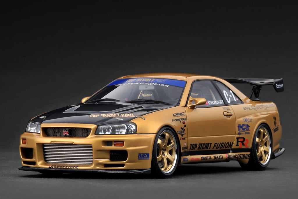 Ignition Model IG3847 1/18 TOP SECRET Thailand 34GT-R BNR34 Gold