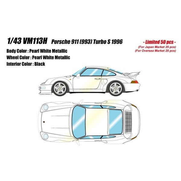 Make Up VISION VM113H 1/43 Porsche 911 993 Turbo S 1996 Pearl White