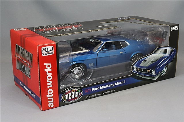 American Muscle KS-AMM1335 1/18 Ford Mustang Mach 1 1971 Blue Diecast