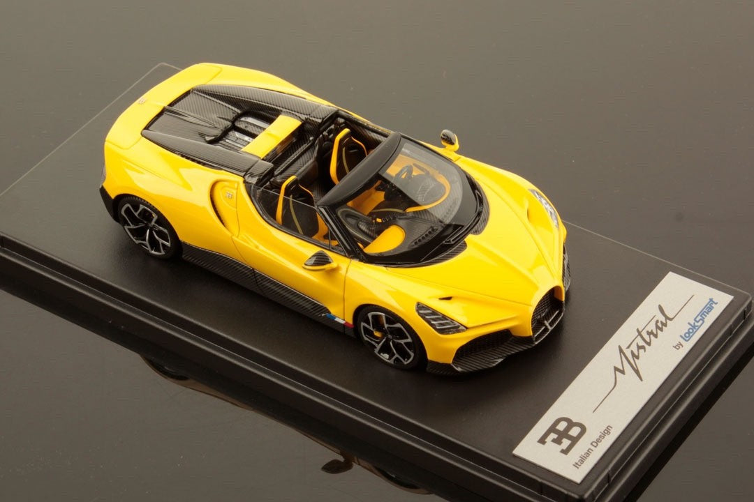 Looksmart LS544B 1/43 Bugatti W16 Mistral 2023 Yellow Roadster Resin