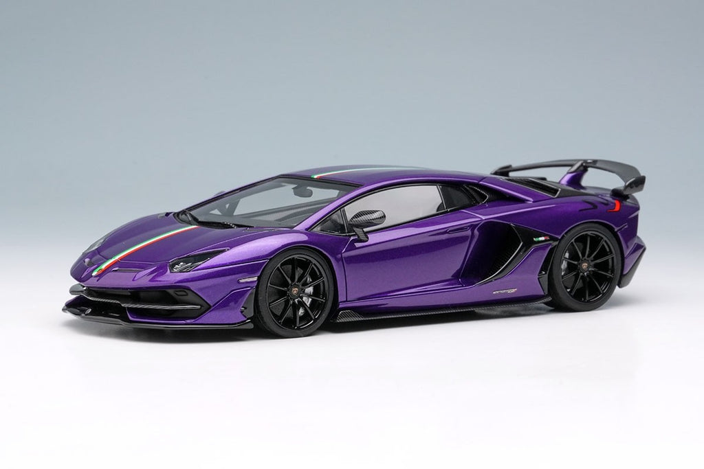 EIDOLON EM513G 1/43 Lamborghini Aventador SVJ 2018 Viola Pasifae Italian Stripe