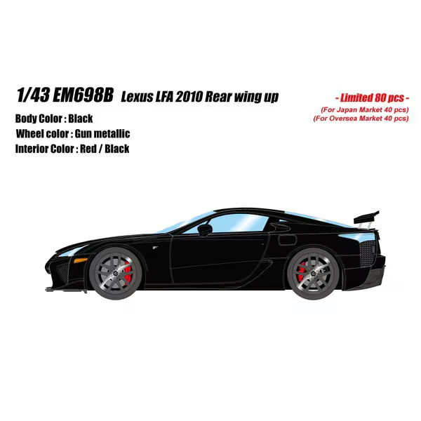EIDOLON EM698B 1/43 Lexus LFA 2010 Rear wing up Black Limited 80pcs
