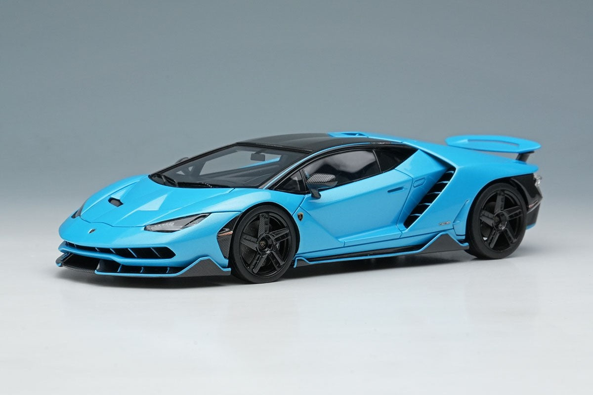 EIDOLON EM780B 1/43 Lamborghini Centenario LP770-4 2016 Rear Wing Up Blu Cepheus