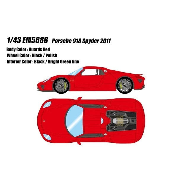 EIDOLON EM568B 1/43 Porsche 918 Spyder 2011 Guards Red Resin Model