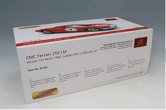CMC CMC-261 1/18 Ferrari 250 LM Le Mans Winner 1964 #7 Multi Color Diecast