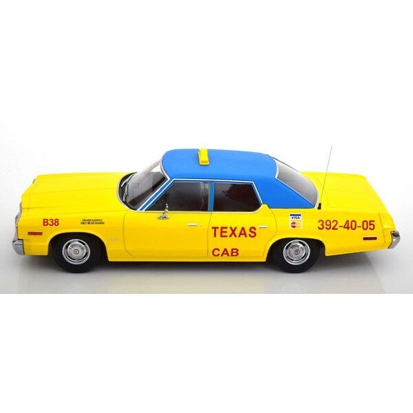 KK Scale KKDC181126 1/18 Dodge Monaco 1974 Texas Taxi Yellow/Blue Diecast