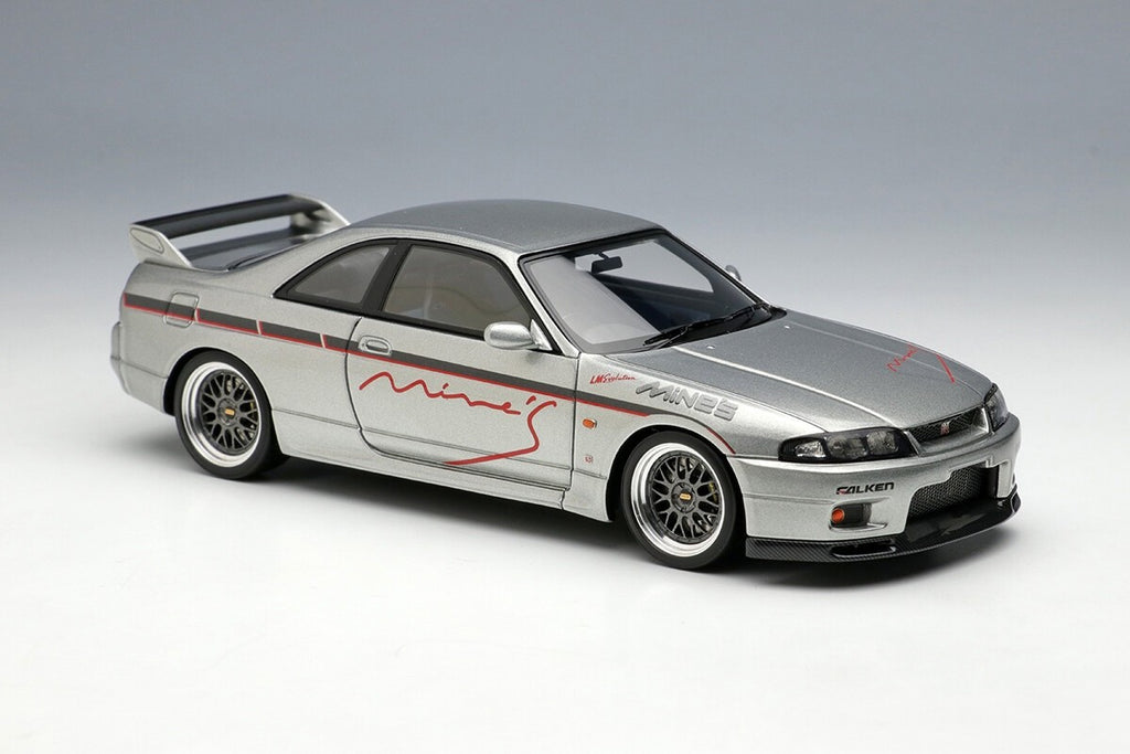 Make Up EIDOLON EM645A 1/43 Mine’s Skyline GT‑R BCNR33 Sonic Silver (Resin-Cast)