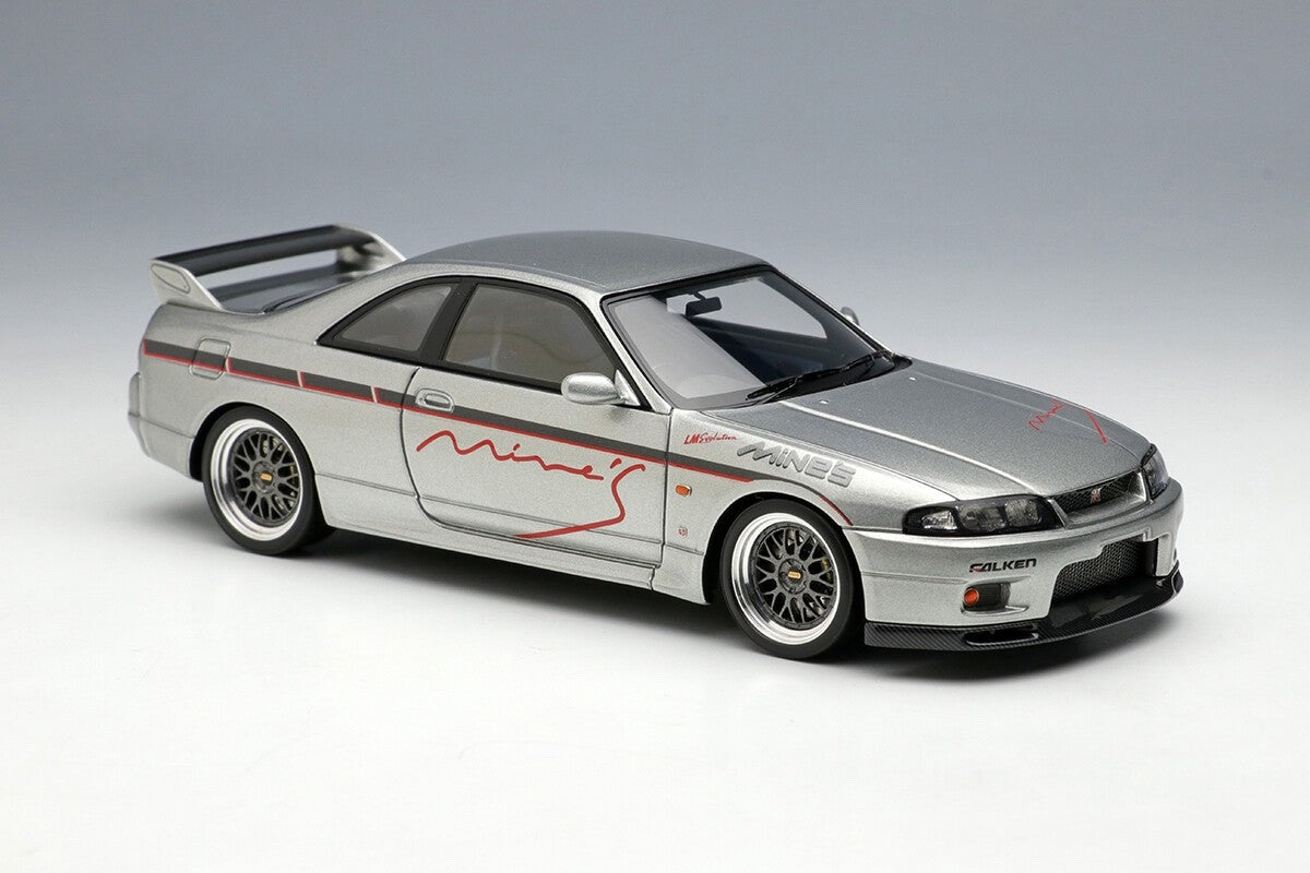 Make Up EIDOLON EM645A 1/43 Mine’s Skyline GT‑R BCNR33 Sonic Silver (Resin-Cast)
