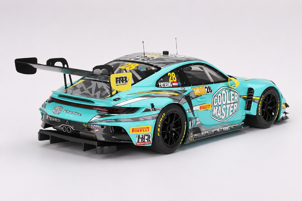 Top Speed TS0550 1/18 Porsche 911 GT3 R 2023 Green #28 HubAuto Macau GP FIA GT