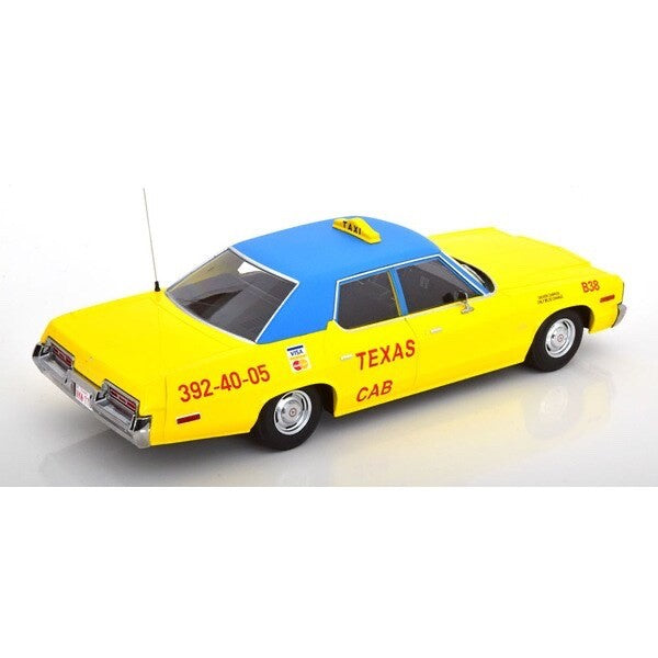 KK Scale KKDC181126 1/18 Dodge Monaco 1974 Texas Taxi Yellow/Blue Diecast