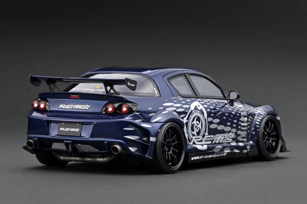 Ignition Model IG3243 1/18 RE Amemiya Mazda RX-8 SE3P Blue Resin w/ Figure
