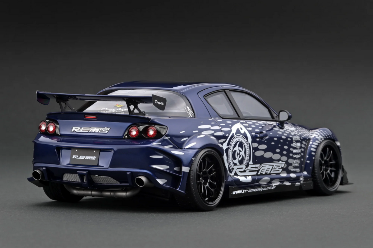 Ignition Model IG3243 1/18 RE Amemiya Mazda RX-8 SE3P Blue Resin w/ Figure