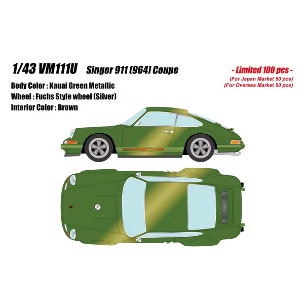 Make Up VISION VM111U 1/43 Singer 911 (964) Coupe – Kauai Green Metallic