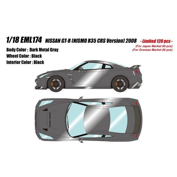 EIDOLON EML174 1/18 Nissan GT-R NISMO CRS 2008 Gray Resin