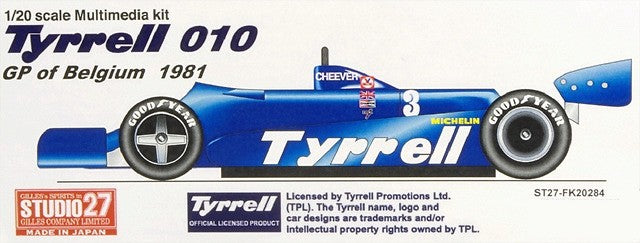 STUDIO27 ST27-FK20284 1/20 Tyrrell 010 1981 F1 Belgian GP Resin Conversion Kit