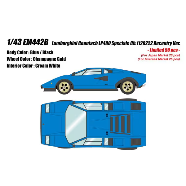EIDOLON EM442B 1/43 Lamborghini Countach LP400 Speciale Ch.1120222 Blue