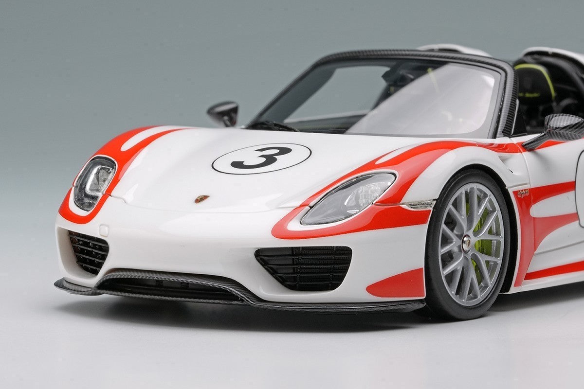 EIDOLON EM569F 1/43 Porsche 918 Spyder Weissach Package 2011 White Red Stripe