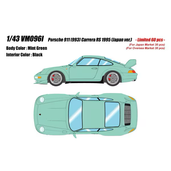 Make Up VISION VM096I 1/43 Porsche 911 993 Carrera RS 1995 Japan ver. Mint Green