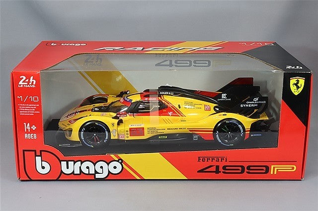 Bburago K18-16304Y 1/18 Ferrari 499P #83 AF Corse Le Mans 2024 Yellow Diecast