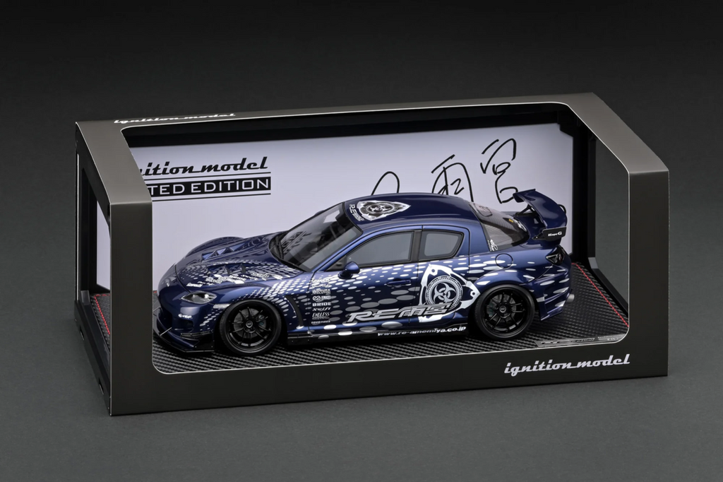 Ignition Model IG3243 1/18 RE Amemiya Mazda RX-8 SE3P Blue Resin w/ Figure