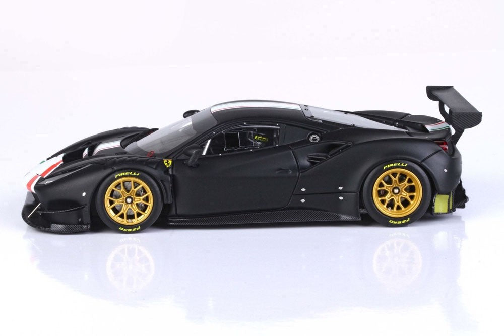 BBR BBRC255MB 1/43 Ferrari 488 GT Modificata Matt Black Italian Stripes 24pcs