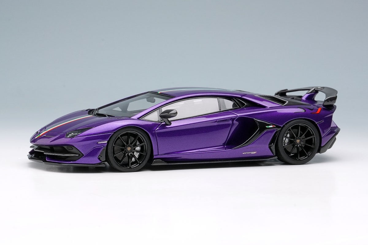 EIDOLON EM513G 1/43 Lamborghini Aventador SVJ 2018 Viola Pasifae Italian Stripe