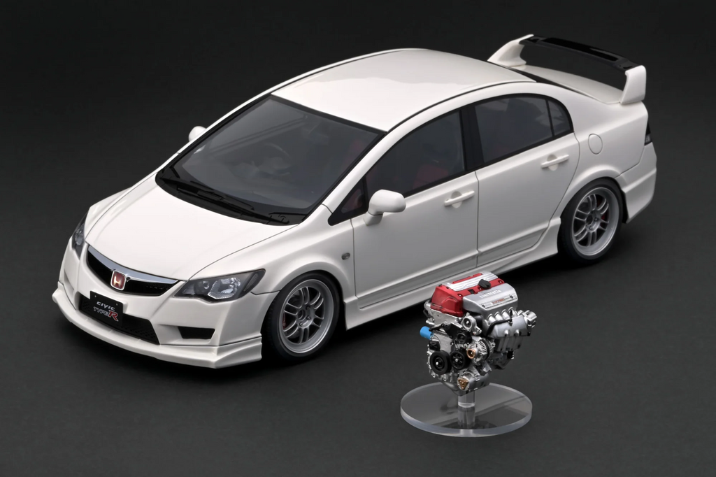 Ignition Model IG2833 1/18 Honda Civic FD2 Type R White + K20A VTEC Engine JDM