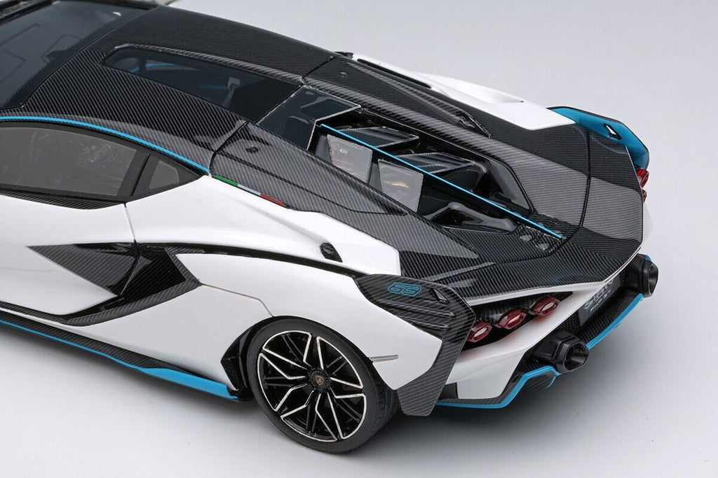 EIDOLON EM675A 1/43 Lamborghini Sian FKP37 2019 with Stripe White/Visible Carbon