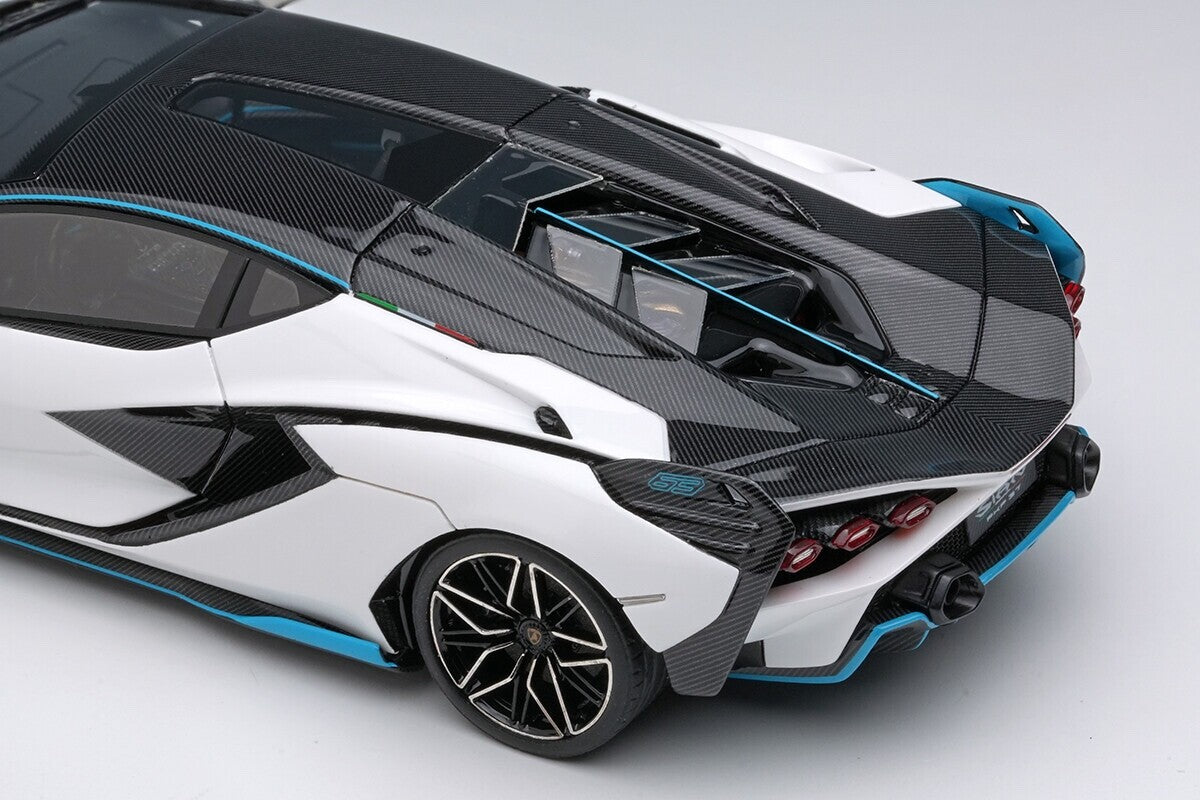 EIDOLON EM675A 1/43 Lamborghini Sian FKP37 2019 with Stripe White/Visible Carbon