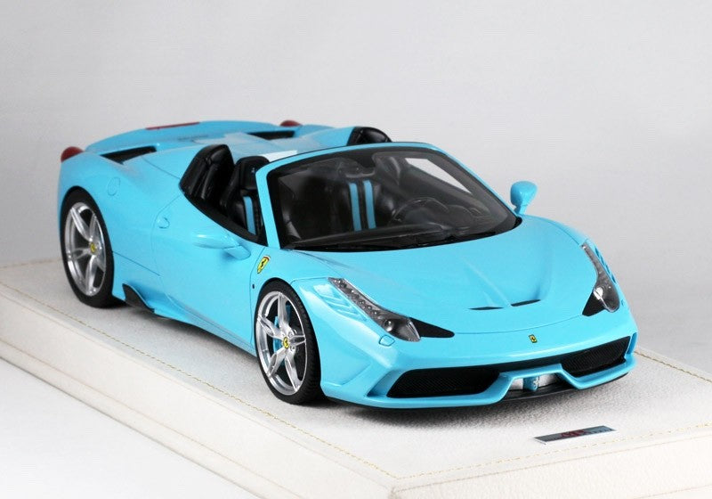 MR Collection FE12 1/18 Ferrari 458 Speciale A 2014 Baby Blue Resin with Case