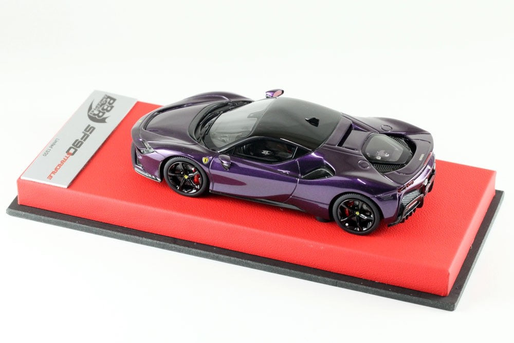 BBR RACE43-132 1/43 Ferrari SF90 Stradale Violet Red Leather Base Ltd 20pcs
