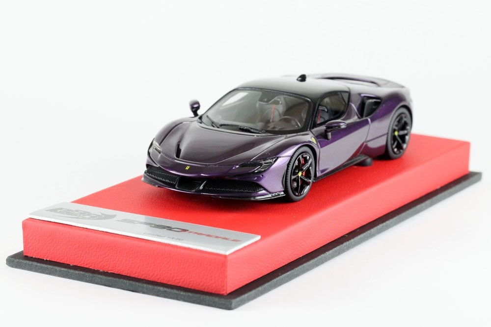 BBR RACE43-132 1/43 Ferrari SF90 Stradale Violet Red Leather Base Ltd 20pcs