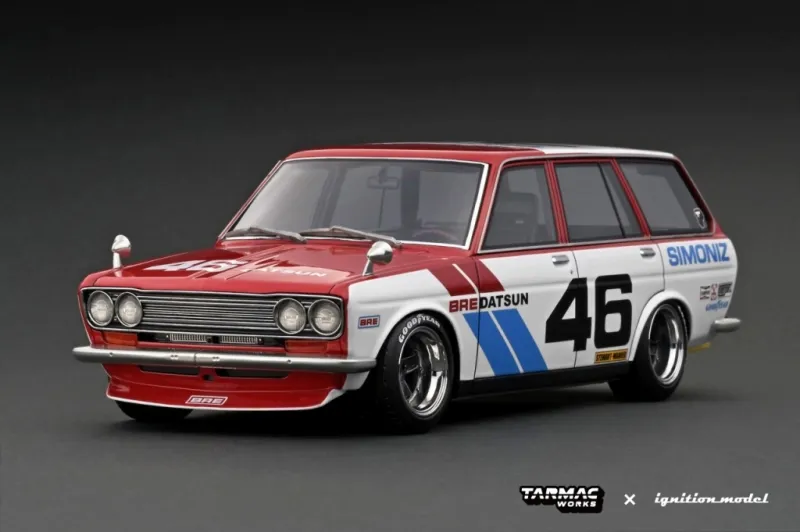 Ignition Model x Tarmac Works IG3063 1/18 BRE Datsun 510 Wagon Red/White