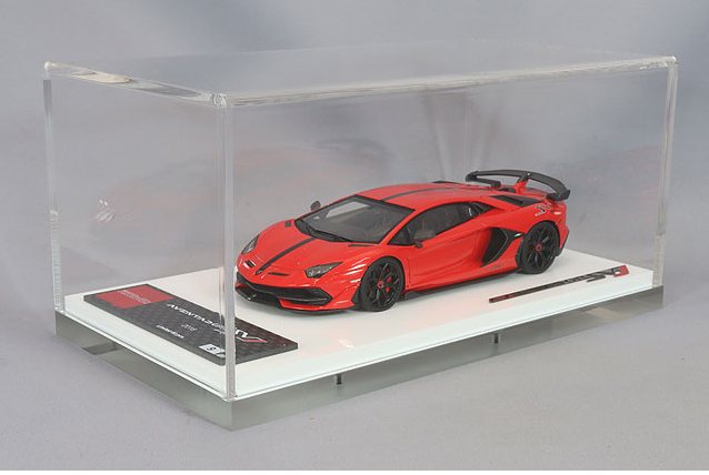 EIDOLON EM438L 1/43 Lamborghini Aventador SVJ 2018 Rosso Mars Black Stripe