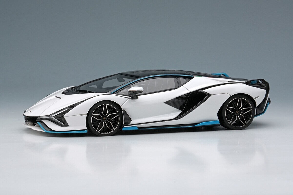 EIDOLON EM675A 1/43 Lamborghini Sian FKP37 2019 with Stripe White/Visible Carbon