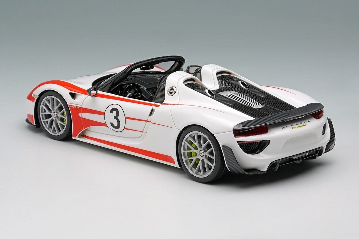 EIDOLON EM569F 1/43 Porsche 918 Spyder Weissach Package 2011 White Red Stripe