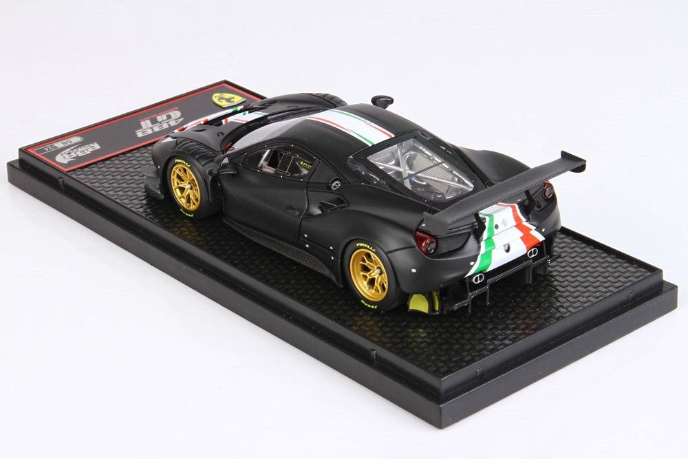 BBR BBRC255MB 1/43 Ferrari 488 GT Modificata Matt Black Italian Stripes 24pcs