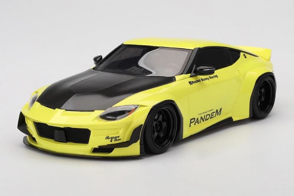 Top Speed TS0529 1/18 Pandem Nissan Z RZ34 2023 Ikazuchi Yellow Rocket Bunny
