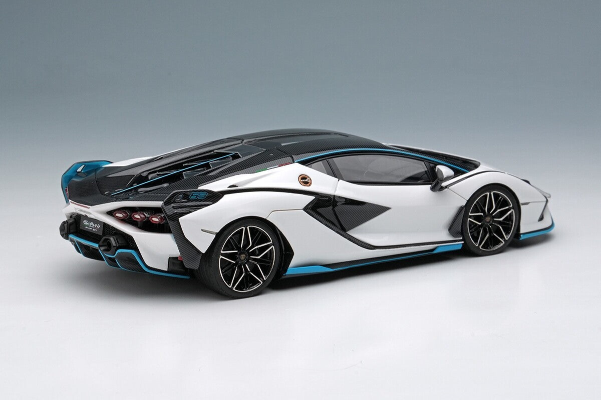 EIDOLON EM675A 1/43 Lamborghini Sian FKP37 2019 with Stripe White/Visible Carbon