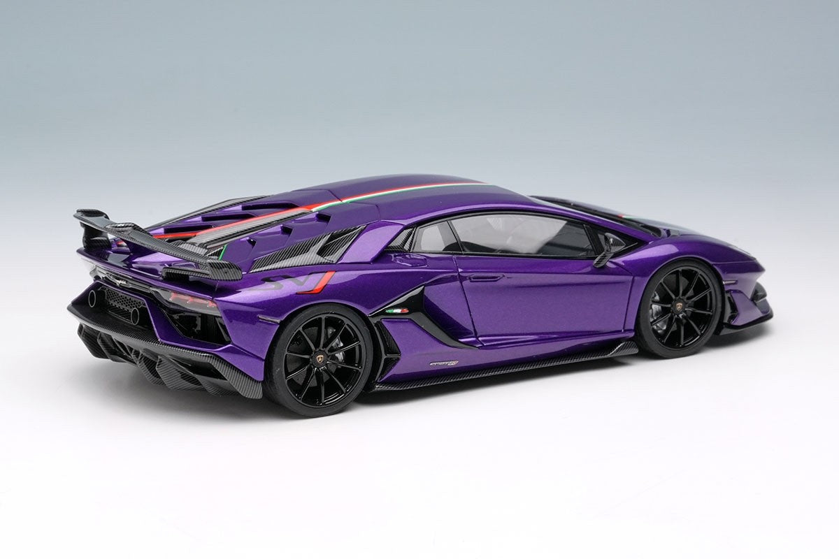 EIDOLON EM513G 1/43 Lamborghini Aventador SVJ 2018 Viola Pasifae Italian Stripe