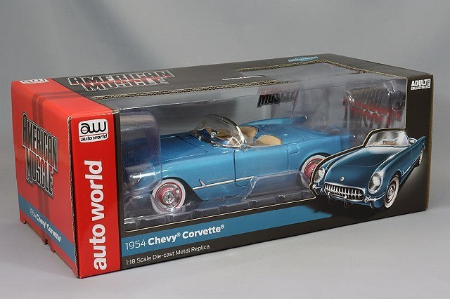American Muscle KS-AMM1341 1/18 Chevrolet Corvette 1954 Blue Diecast
