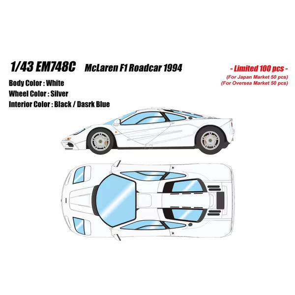 EIDOLON EM748C 1/43 McLaren F1 Road Car 1994 White Resin Model Limited 100pcs