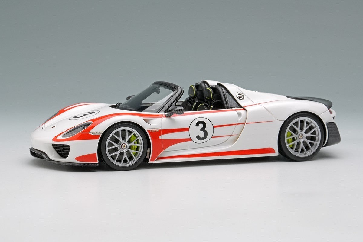 EIDOLON EM569F 1/43 Porsche 918 Spyder Weissach Package 2011 White Red Stripe