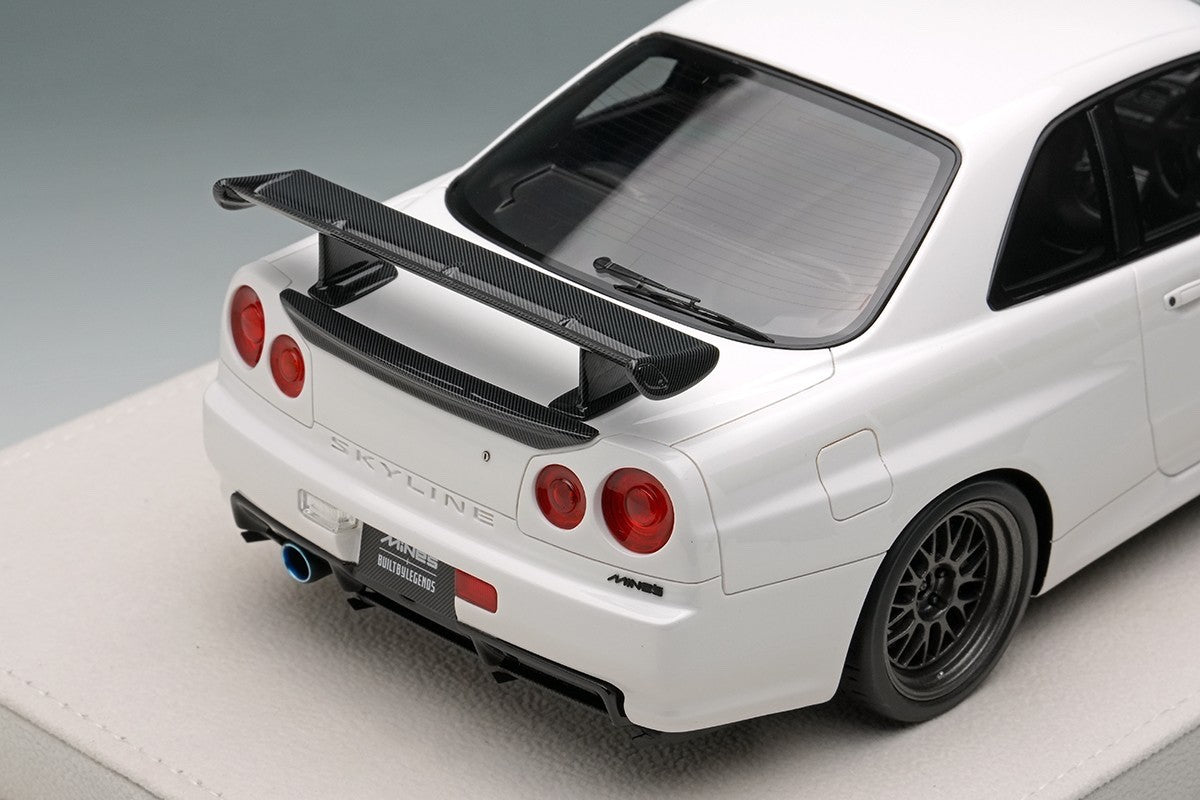 Make Up Eidolon EML130A 1/18 Mine’s Skyline GT-R BNR34 Shiranami White Resin