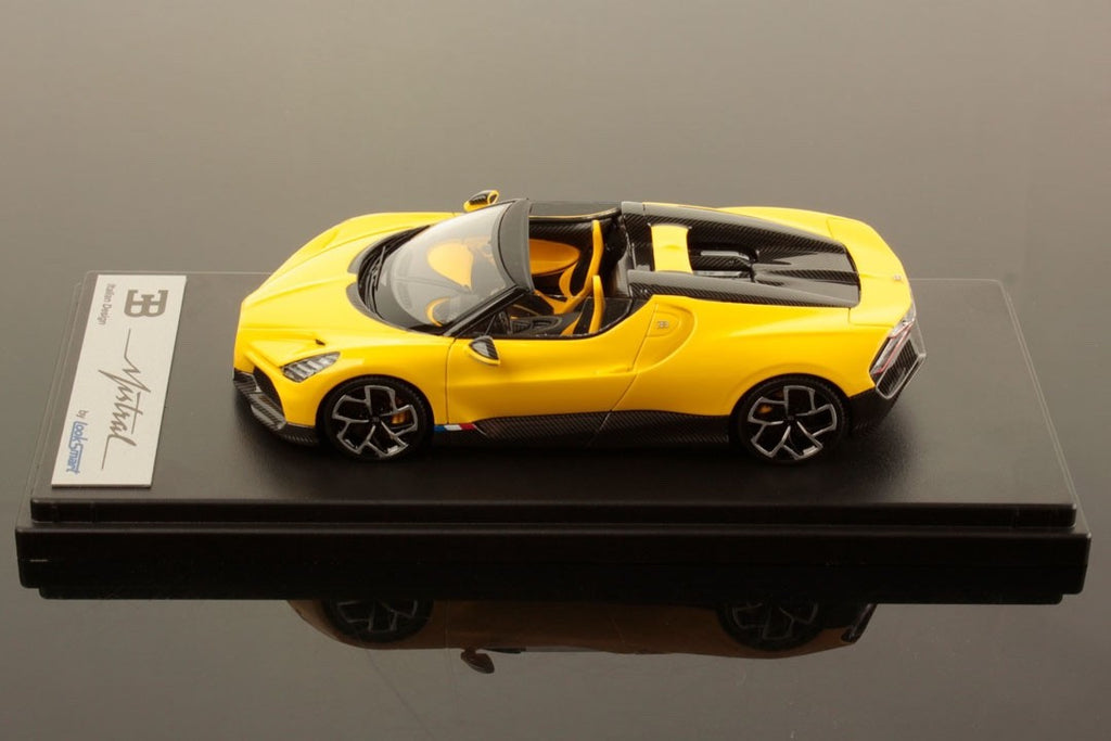 Looksmart LS544B 1/43 Bugatti W16 Mistral 2023 Yellow Roadster Resin