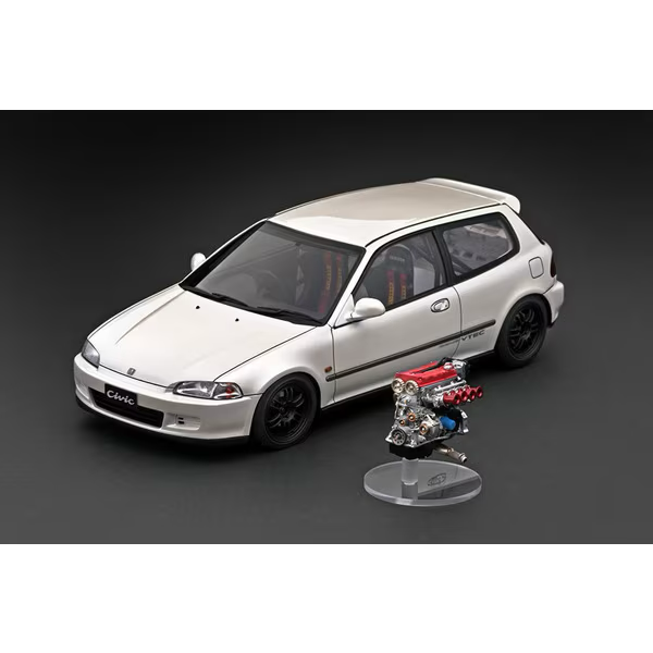 Ignition Model IG3041 – 1/18 Honda Civic (EG6) Pearl White w/ Engine