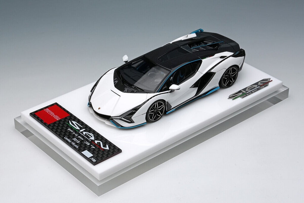 EIDOLON EM675A 1/43 Lamborghini Sian FKP37 2019 with Stripe White/Visible Carbon