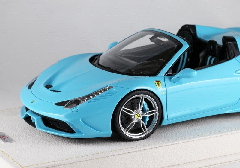 MR Collection FE12 1/18 Ferrari 458 Speciale A 2014 Baby Blue Resin with Case