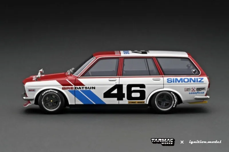 Ignition Model x Tarmac Works IG3063 1/18 BRE Datsun 510 Wagon Red/White