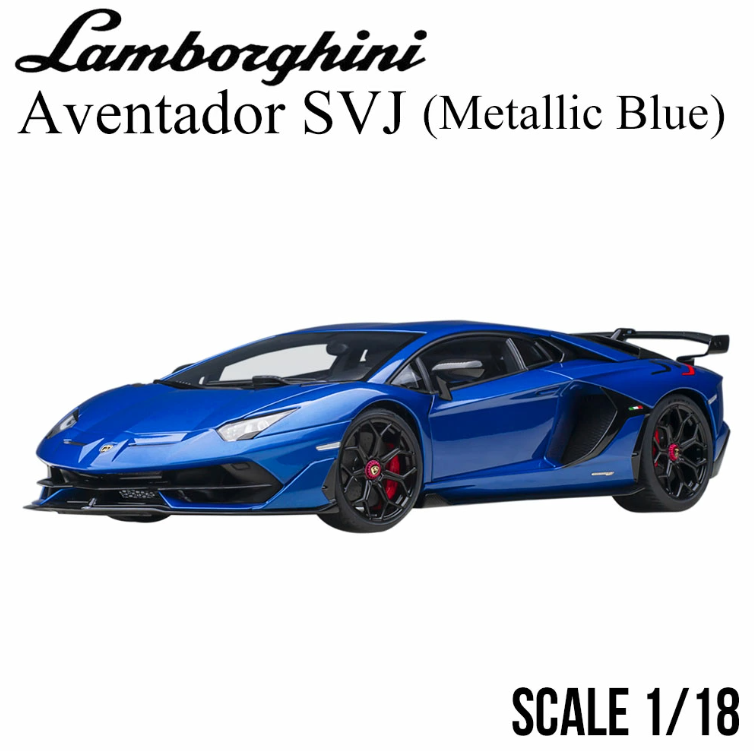 AUTOart 1/18 Lamborghini Aventador SVJ Metallic Blue Resin Model Car 79174